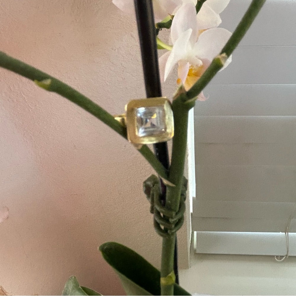 Gold And White Topaz Cocktail Ring size 8